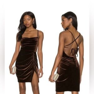 Amanda Uprichard Chocolate Velvet Backless Dress